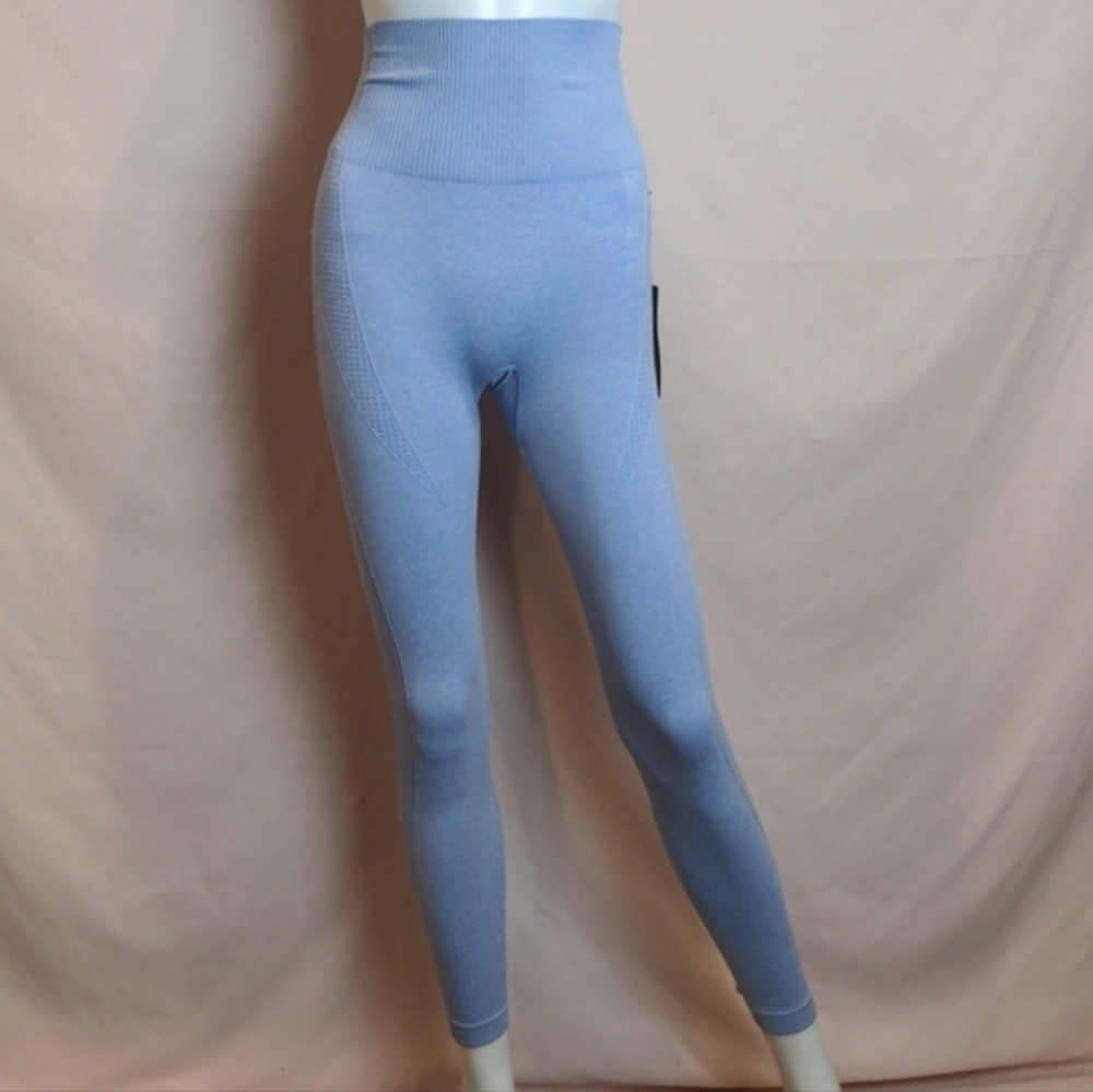Boohoo Blue Fit Contoured Supportive Waistband Seamless Leggings size Medium